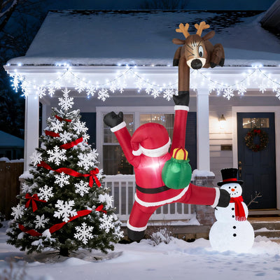 Lucktree 8.5 FT Christmas Inflatable Reindeer & Climbing Santa Claus