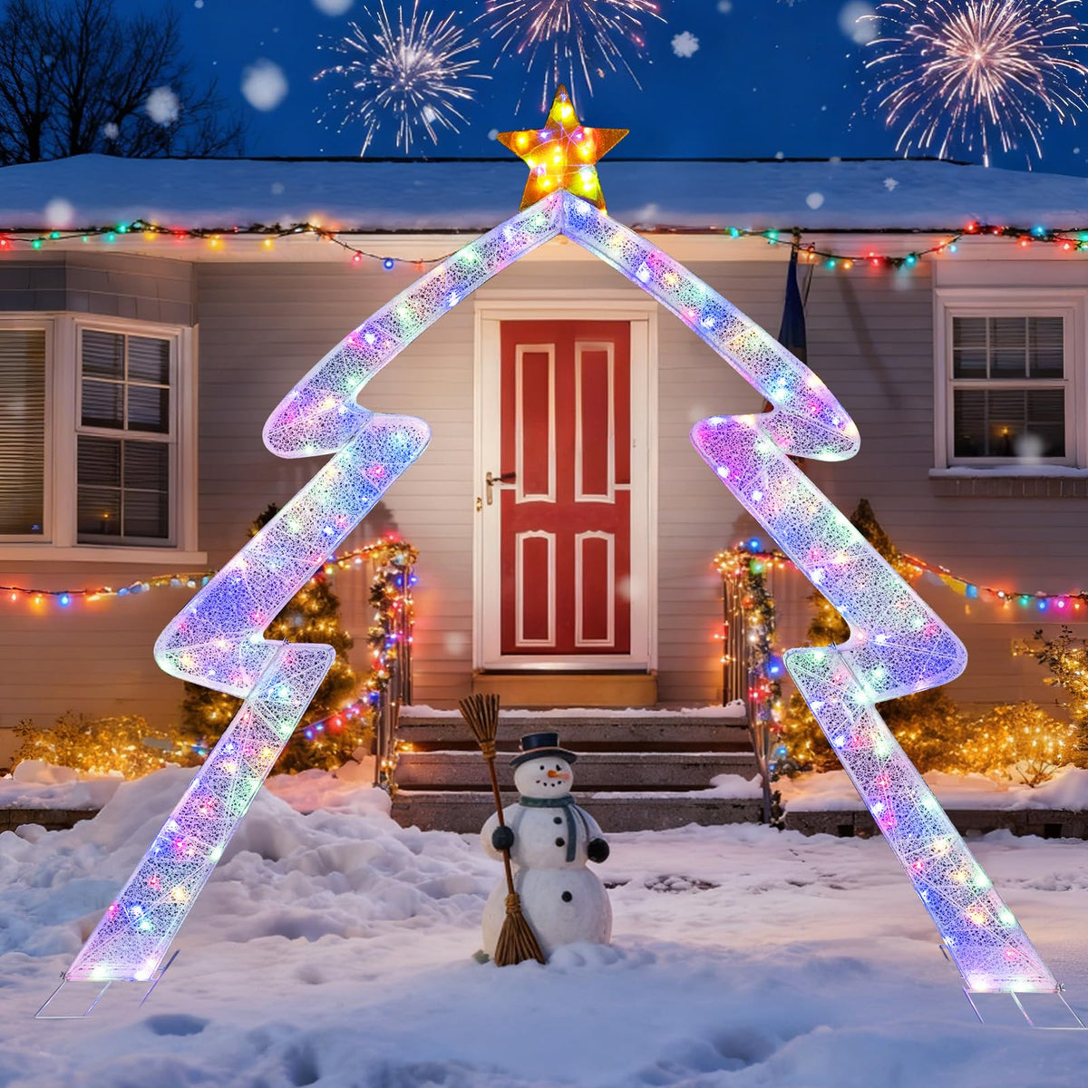 Lucktree 8.8 Feet Christmas Tree-shaped Archway with Top Star