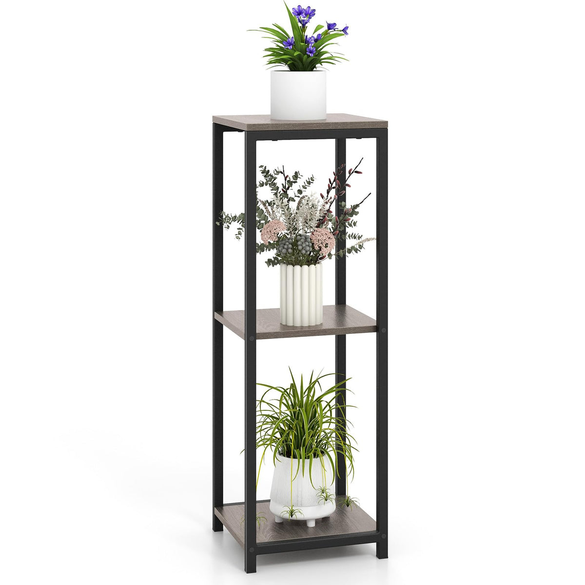 Lucktree 3 Tier Tall Plant Stand Indoor, 36 Inch Corner Plant Holder with Metal Frame