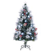 Lucktree Pre-lit Fiber Optic Christmas Tree, Artificial Snowy Xmas Tree with 49 Cool White LED Lights