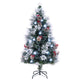 Lucktree Pre-lit Fiber Optic Christmas Tree, Artificial Snowy Xmas Tree with 49 Cool White LED Lights