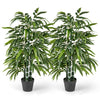 Lucktree Artificial Bamboo Tree, 50" Tall Set of 2 Fake Bamboo Plant with 3 PE Bamboo Trunk & Flush Leaves