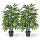 Lucktree Artificial Bamboo Tree, 50" Tall Set of 2 Fake Bamboo Plant with 3 PE Bamboo Trunk & Flush Leaves