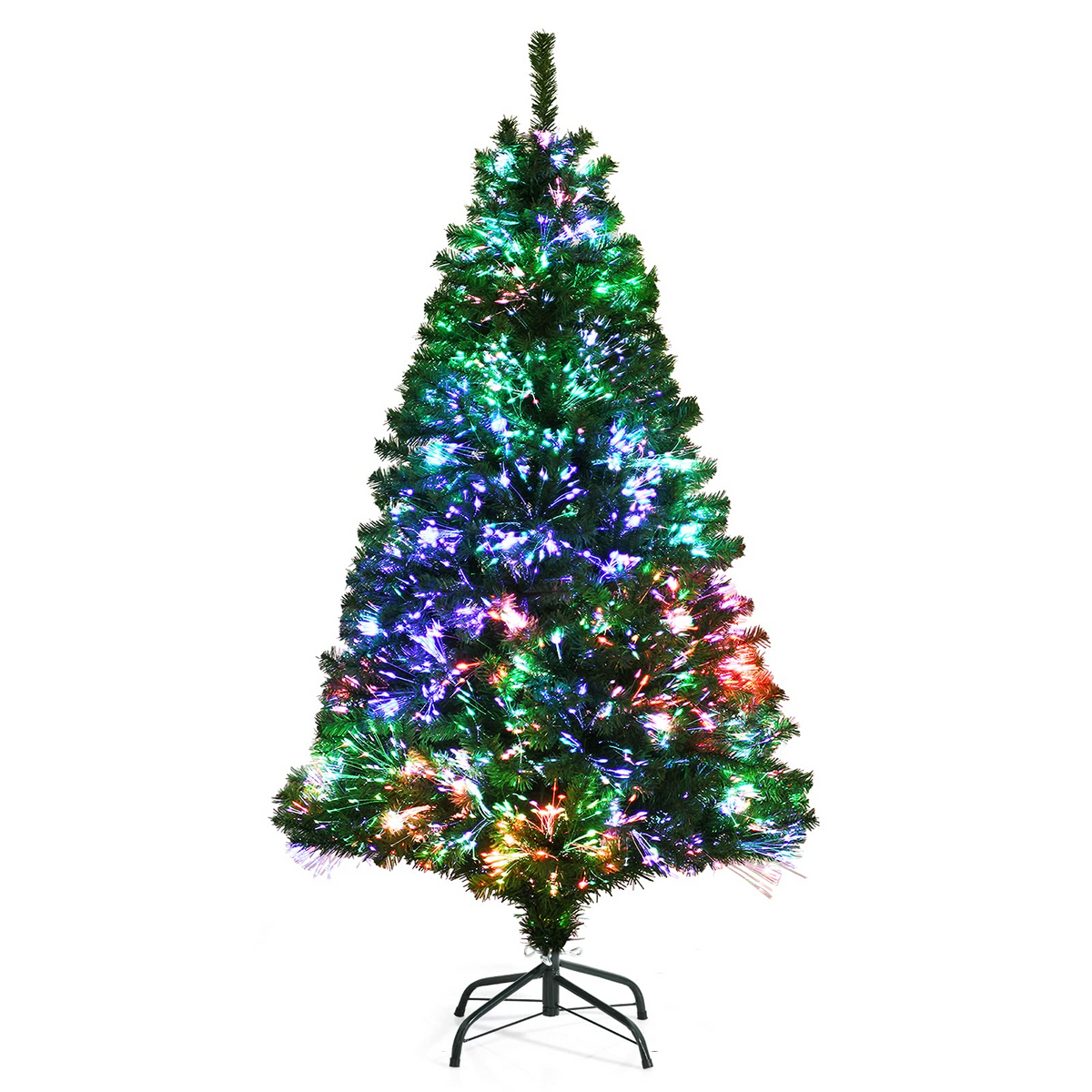 Lucktree Fiber Optic Artificial Christmas Tree, Pre-lit Premium Spruce Tree with Solid Metal Stand - LucktreeUS