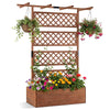 Lucktree 72" Wooden Raised Garden Bed with Trellis w/Privacy Screen Roof