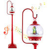 Lucktree 68 Inch Musical Christmas Street Lamp, Festive Lamp Post w/Sound-Activated Snow Globe Lantern