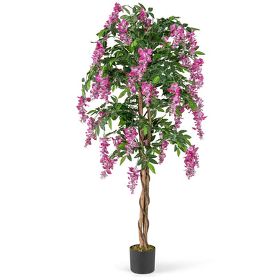 Lucktree 5.5FT Faux Wisteria Tree in Nursery Pot with Blooming Flowers