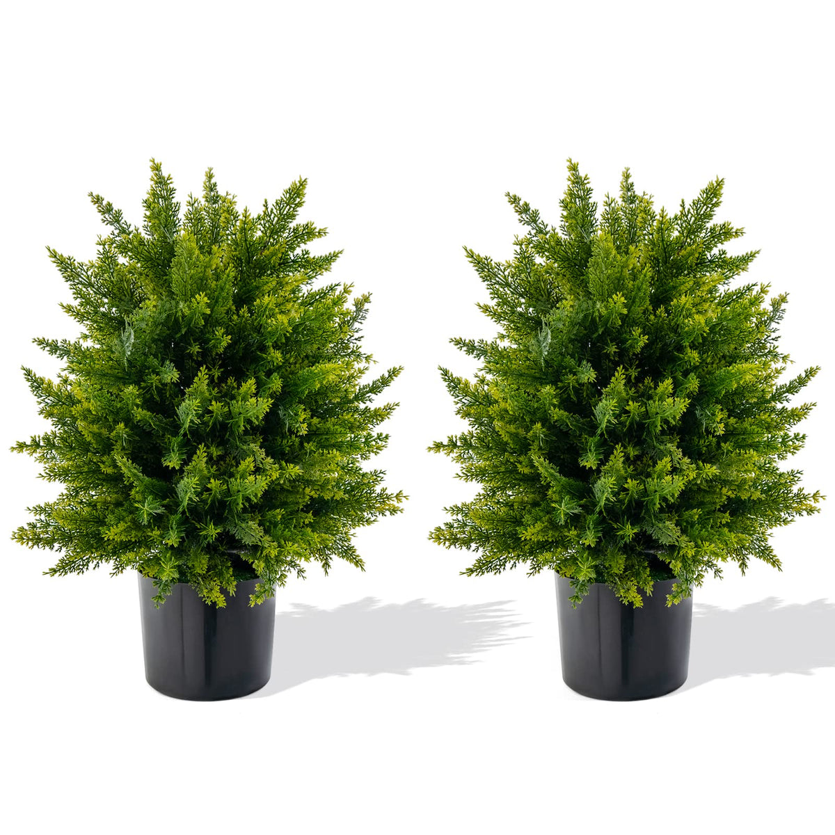 Lucktree 21.5" Artificial Tree, Set of 2 Faux Potted Plants Artificial Shrubs Bushes