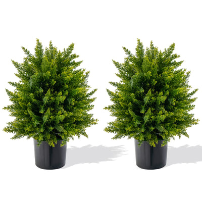 Lucktree 21.5" Artificial Tree, Set of 2 Faux Potted Plants Artificial Shrubs Bushes