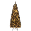 Lucktree Black Pencil Christmas Tree, Pre-lit Artificial Halloween Tree