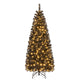 Lucktree Black Pencil Christmas Tree, Pre-lit Artificial Halloween Tree