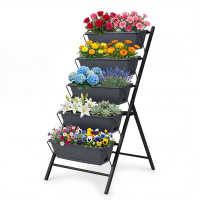 Lucktree 5-Tier Vertical Garden Planter Set 1/2 Raised Garden Bed w/Drainage