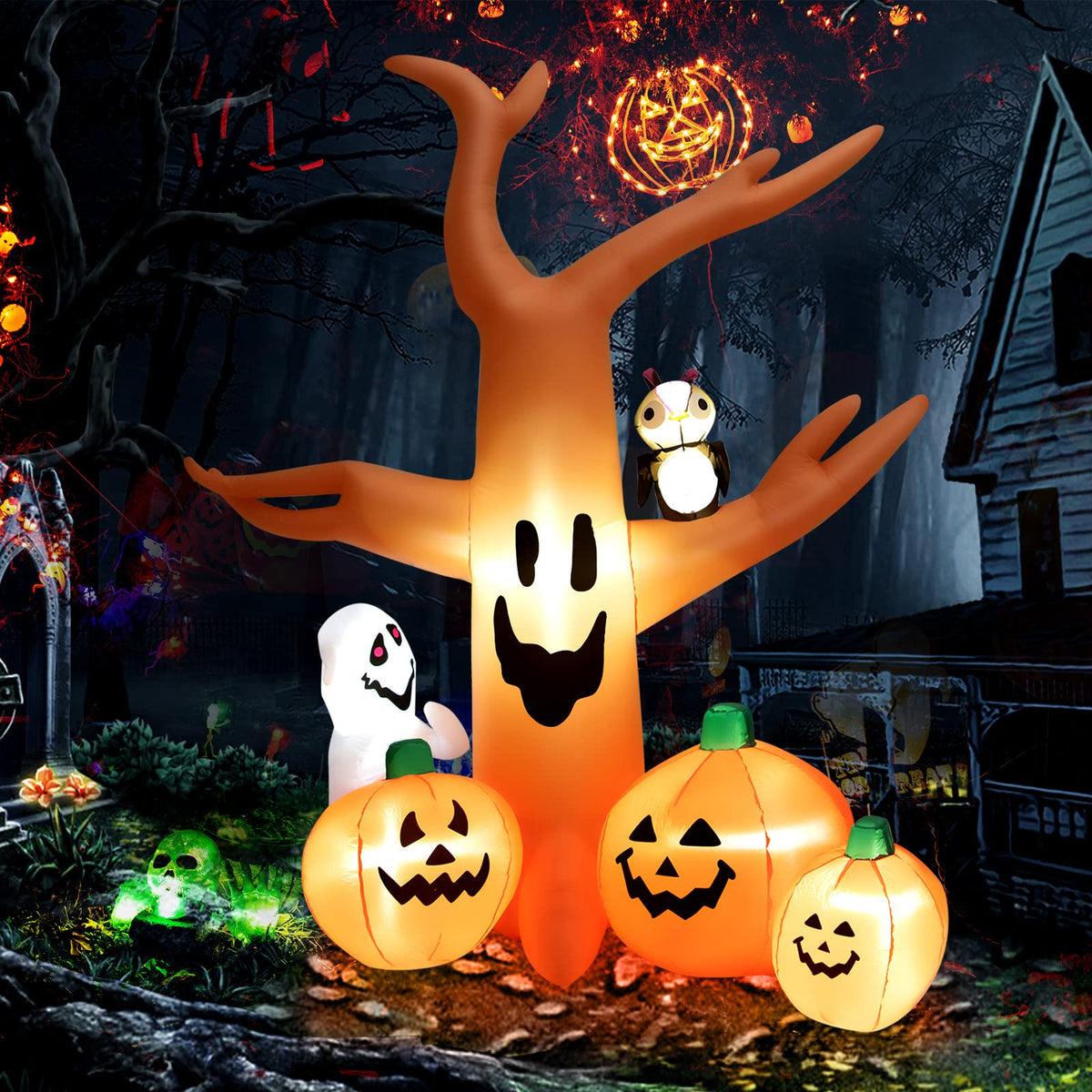Lucktree Halloween Decorations, Halloween Inflatable Ghost With Led Lights