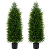 Lucktree 4 FT Artificial Faux Cedar Cypress Plants in Cement-Filled Pots Set of 2