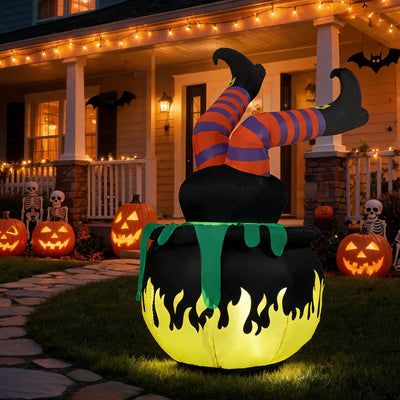 Lucktree 6 FT Animated Halloween Lighted Inflatable Kicking Witch