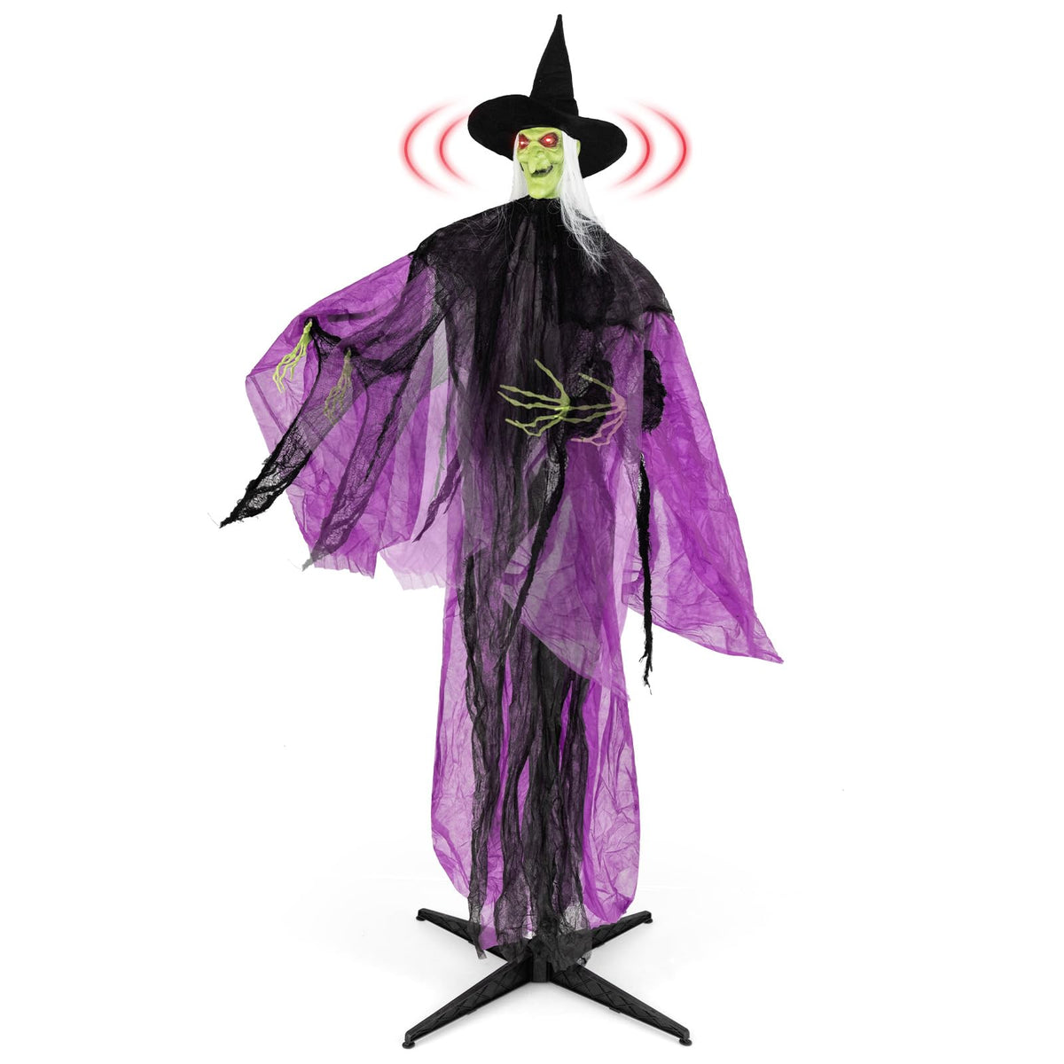 Lucktree 7.2 FT Halloween Animatronic Witch, Animated Standing Poseable Figure with Light up Eyes