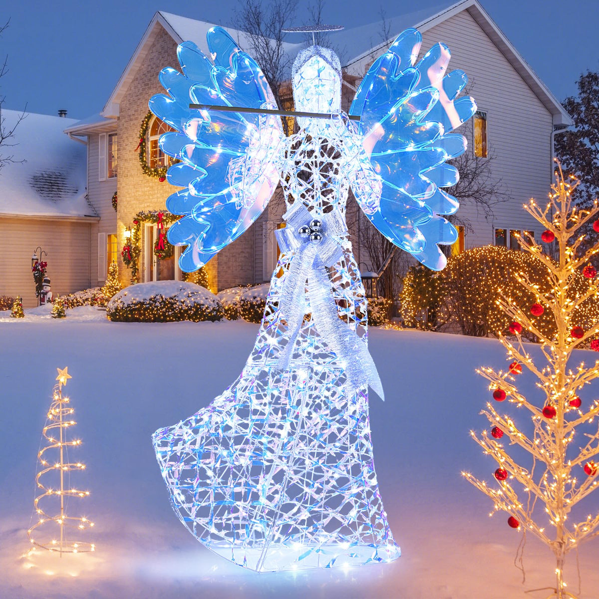Lucktree 5.2 FT Christmas Lighted Iridescent Angel