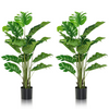 Lucktree Artificial Monstera Deliciosa Plant, 5ft Tall Fake Tropical Palm Tree w/15 Pcs Different Turtle Leaves - LucktreeUS