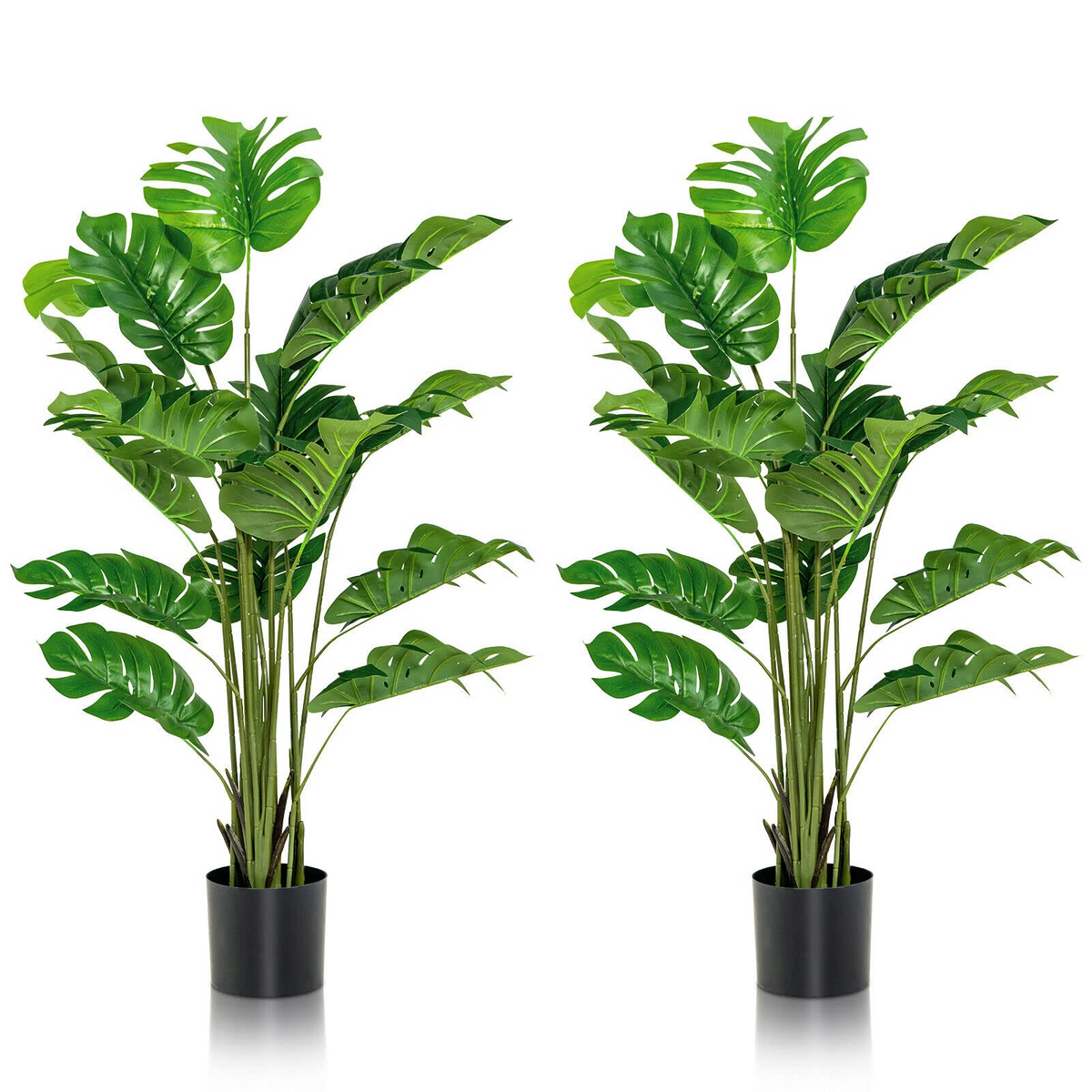 Lucktree Artificial Monstera Deliciosa Plant, 5ft Tall Fake Tropical Palm Tree w/15 Pcs Different Turtle Leaves - LucktreeUS