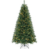 Lucktree 7ft Pre-Lit Christmas Tree, Artificial Hinged Xmas Tree with 250 Warm White LED Lights