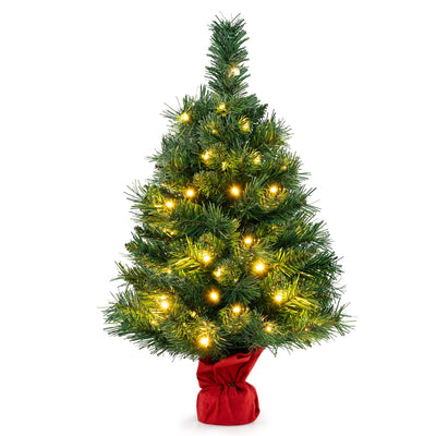 Lucktree Tabletop Battery Operated Small Fir Xmas Tree with Warm White LED Lights