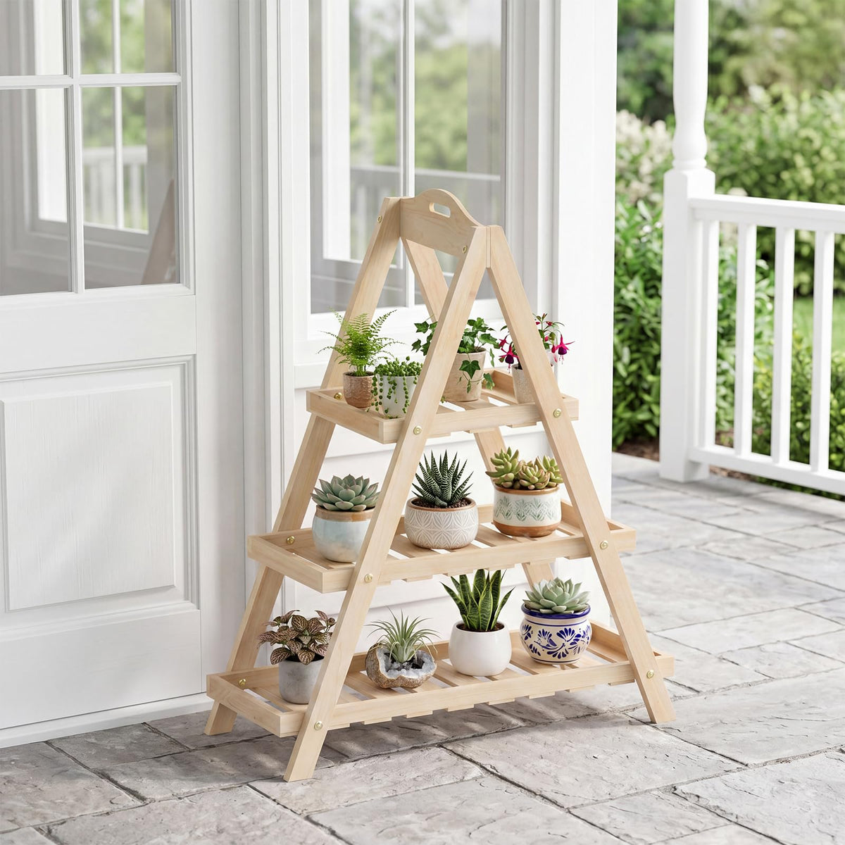Lucktree 3-Tier Plant Stand Indoor | 28.5" Wood Flower Pot Plant Display Shelf