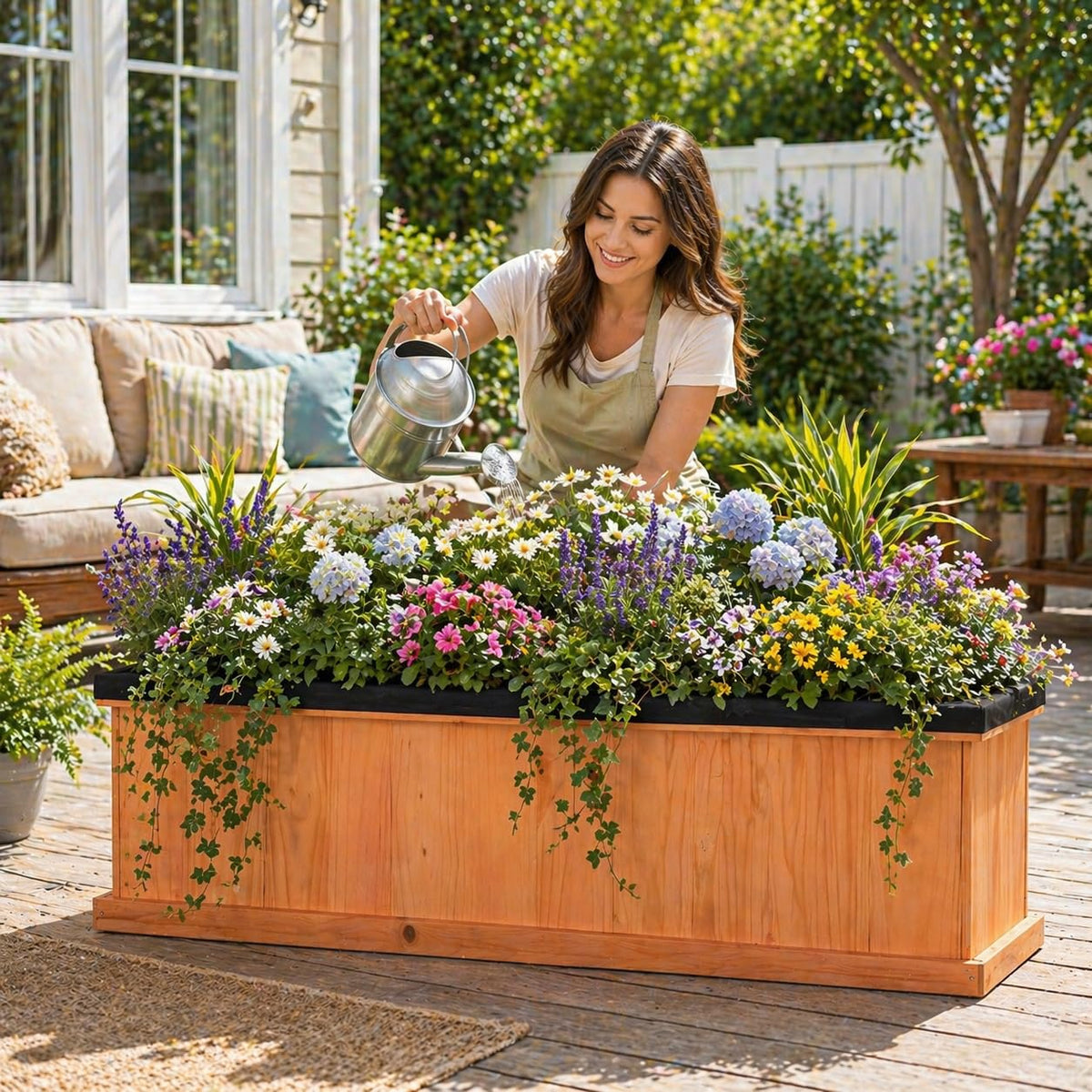 Lucktree Raised Garden Bed with 3 Drainage Holes (44"x10"x12")