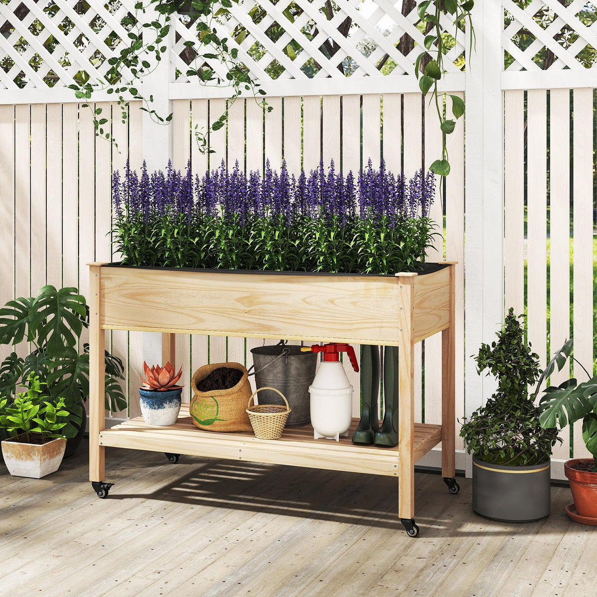Lucktree 47”x23”x33” Wood Planter Box