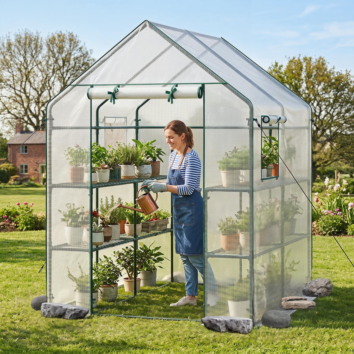 Lucktree 57”L x 57”W x 77”H Walk-in Greenhouse for Outdoors
