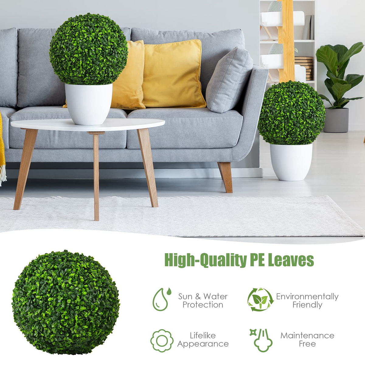 Lucktree 2 PCS 15.7 Inch Artificial Boxwood Topiary Balls - LucktreeUS