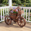 Lucktree Wooden Wagon Planter with Wheels for Patio Backyard Balcony