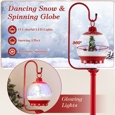 Lucktree 68 Inch Musical Christmas Street Lamp, Festive Lamp Post w/Sound-Activated Snow Globe Lantern
