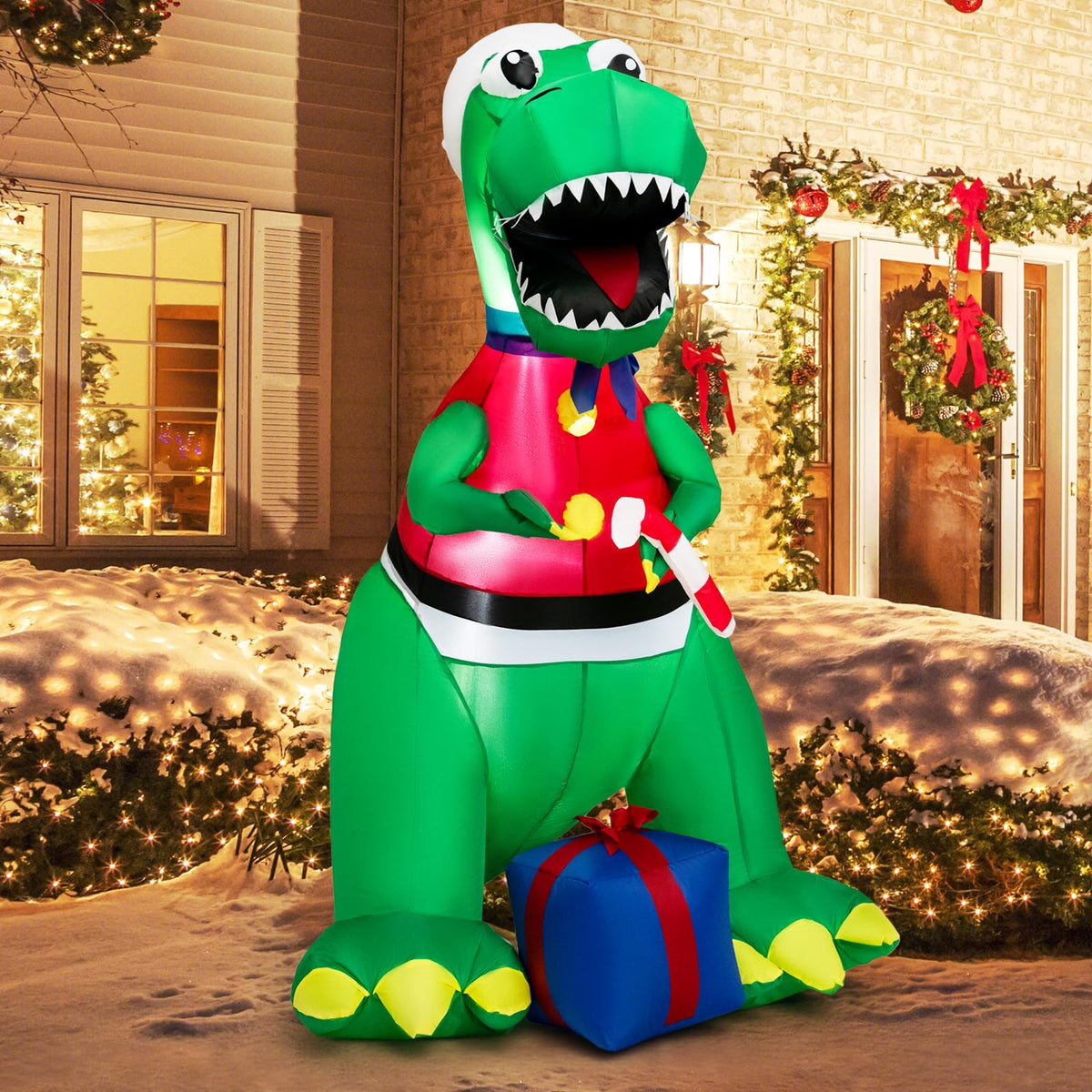 Lucktree 6.8 FT Inflatable Christmas Dinosaur
