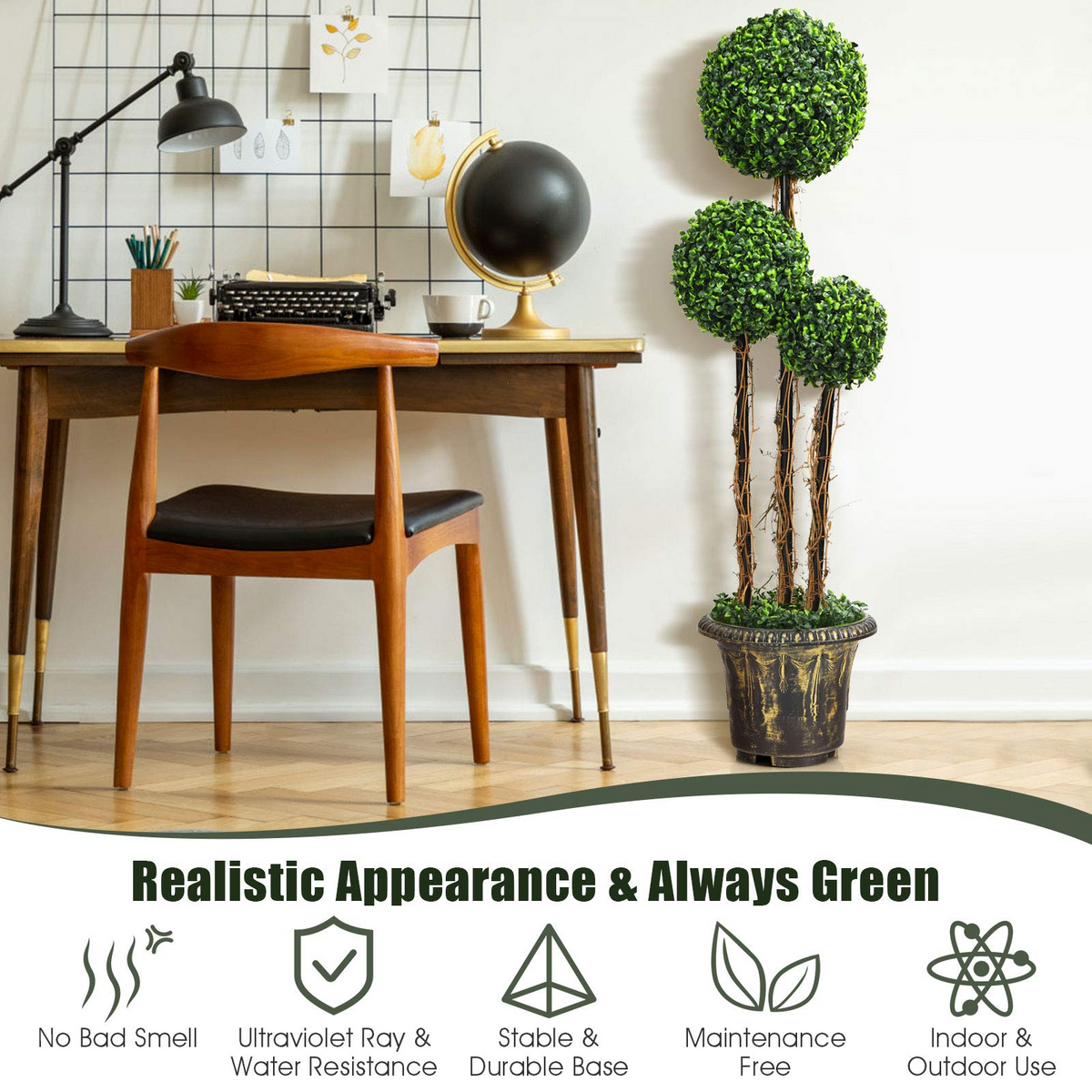 4 Ft Artificial Boxwood Topiary Tree - LucktreeUS