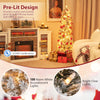 Lucktree Pre-Lit Snow Flocked Pencil Christmas Tree for Home Office Holiday Decor