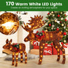 Lucktree 2 Pieces Lighted Christmas Moose Family, Light-up Xmas Deer Decorations with 170 LED Lights