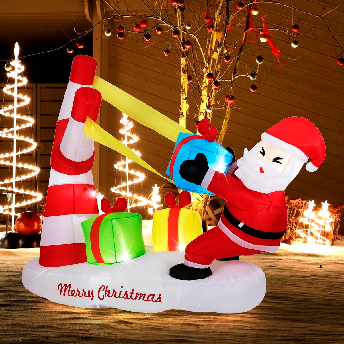 Lucktree 7 FT Christmas Inflatable Santa Outdoor Decoration