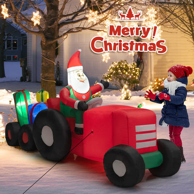 Lucktree 9 FT Christmas Inflatable Santa Claus on Truck with Gift Boxes, with Built-in LED Lights & Waterproof Fan