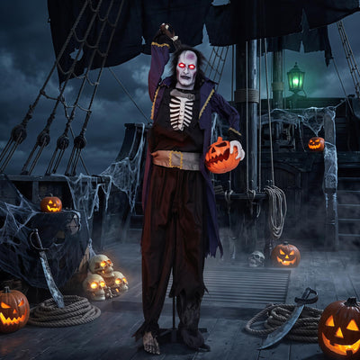 6 FT Animated Halloween Vampire Pirate Decoration with Pop-up Head