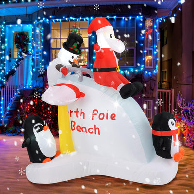 Lucktree 6.4 FT Christmas Inflatable Penguins, Santa & Snowman on Slide