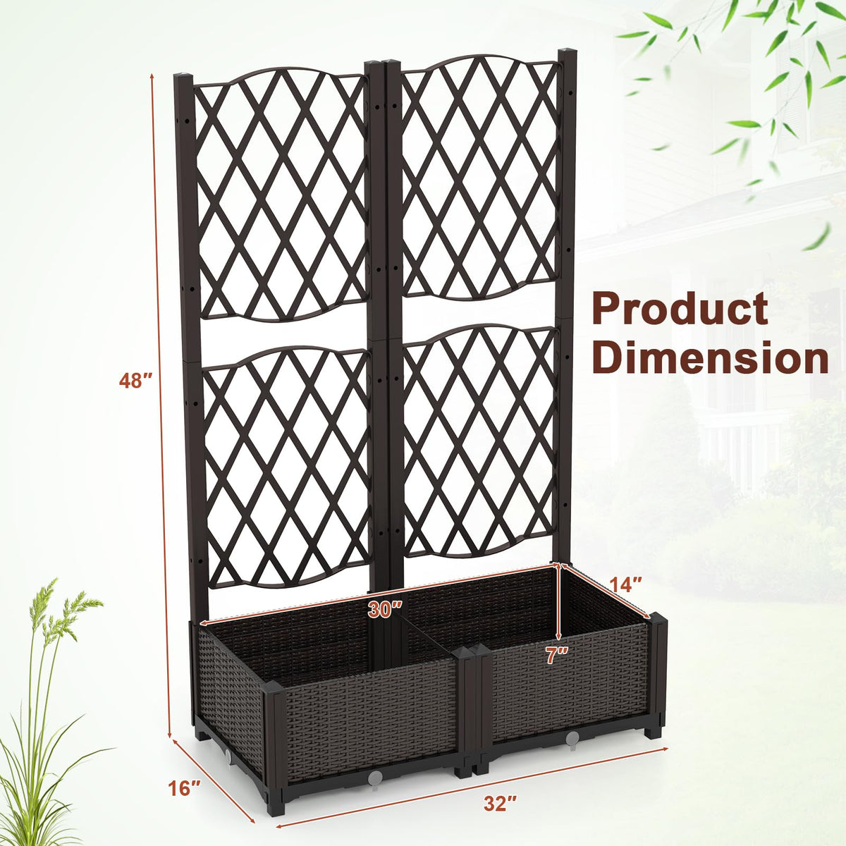 Lucktree 2 Pack Raised Garden Beds with Trellis