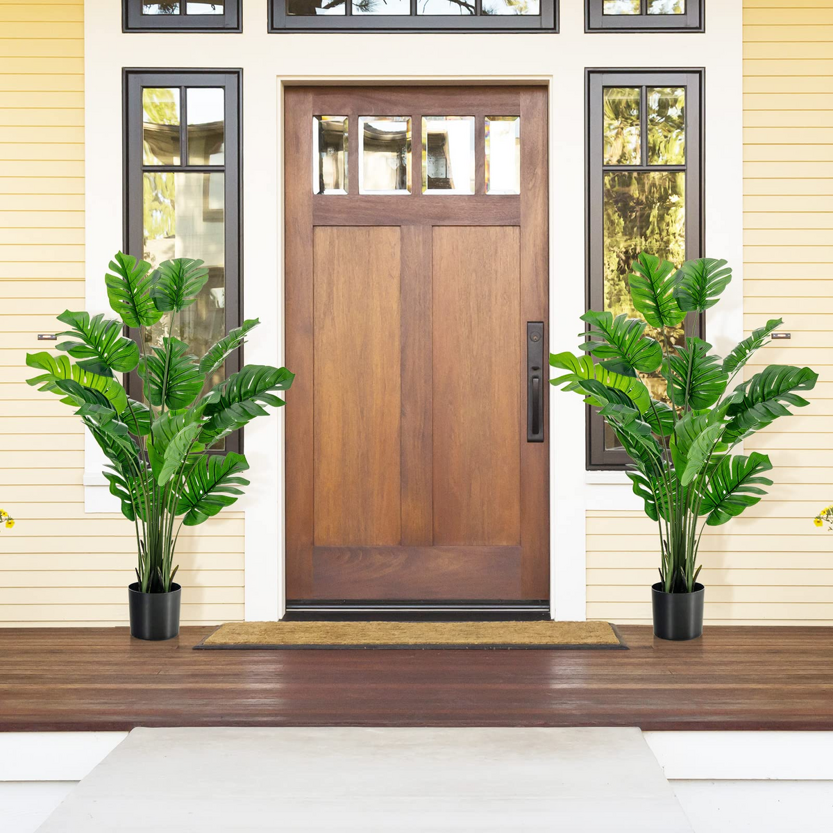 Lucktree Artificial Monstera Deliciosa Plant, 5ft Tall Fake Tropical Palm Tree w/15 Pcs Different Turtle Leaves - LucktreeUS