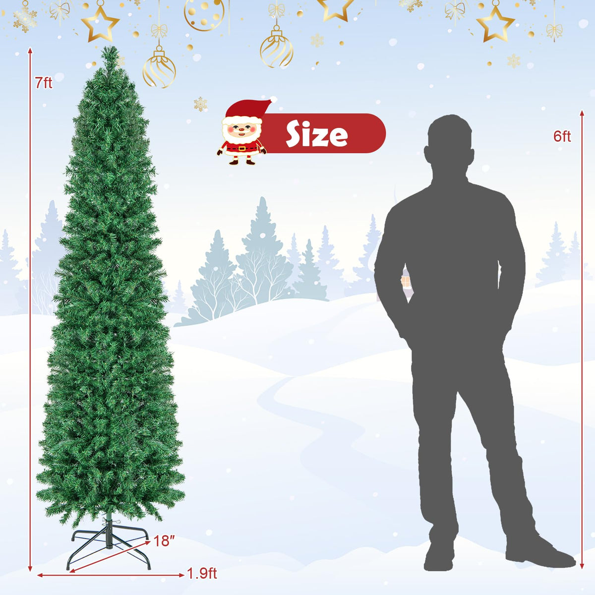 Lucktree 6ft / 7ft / 8ft Fiber Optic Pencil Christmas Tree Xmas Full Tree for Home Office Holiday Decor