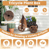 Lucktree Wooden Wagon Planter with Wheels Rustic Wood Plant Stand(Solid Wheel)