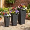Lucktree 3-Piece Wicker Planters Tapered PP Rattan Plant Boxes with Plastic Flower Pots