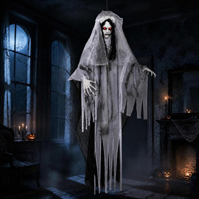 Lucktree 6 FT Animated Halloween Ghost Bride Decoration with Lighted Eyes