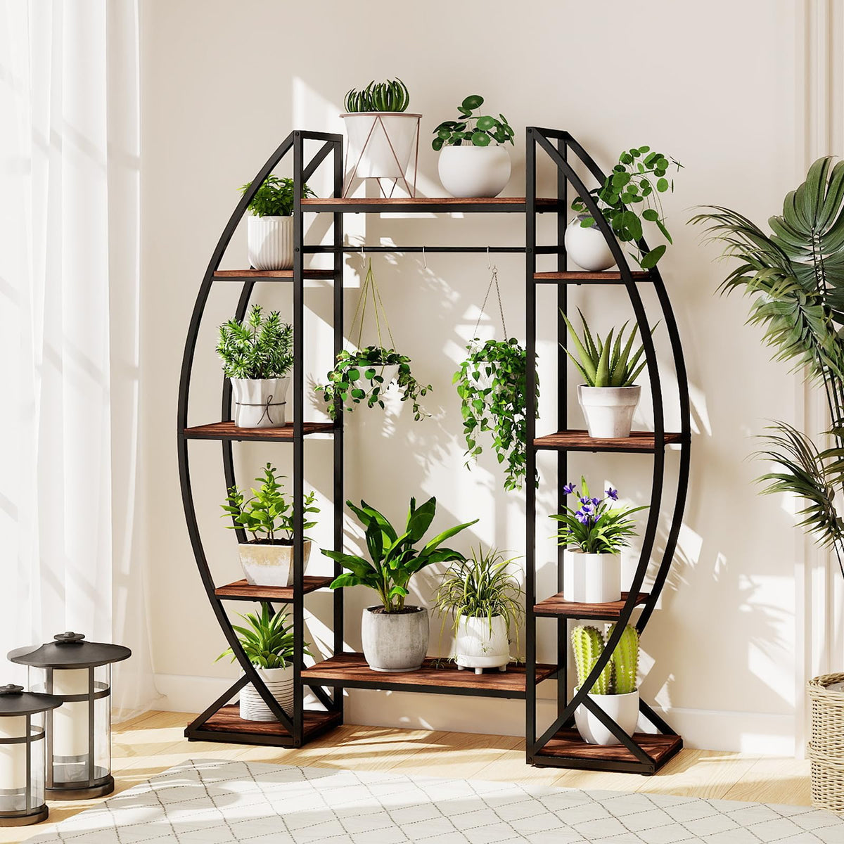 Lucktree Plant Stand Indoor with Grow Lights 10-Tier 63" Tall Metal Plant Shelf
