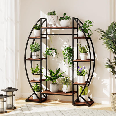 Lucktree Plant Stand Indoor with Grow Lights 10-Tier 63" Tall Metal Plant Shelf