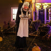 Lucktree 5.2FT Halloween Animated Standing Greeter Old Lady with Candy Dish