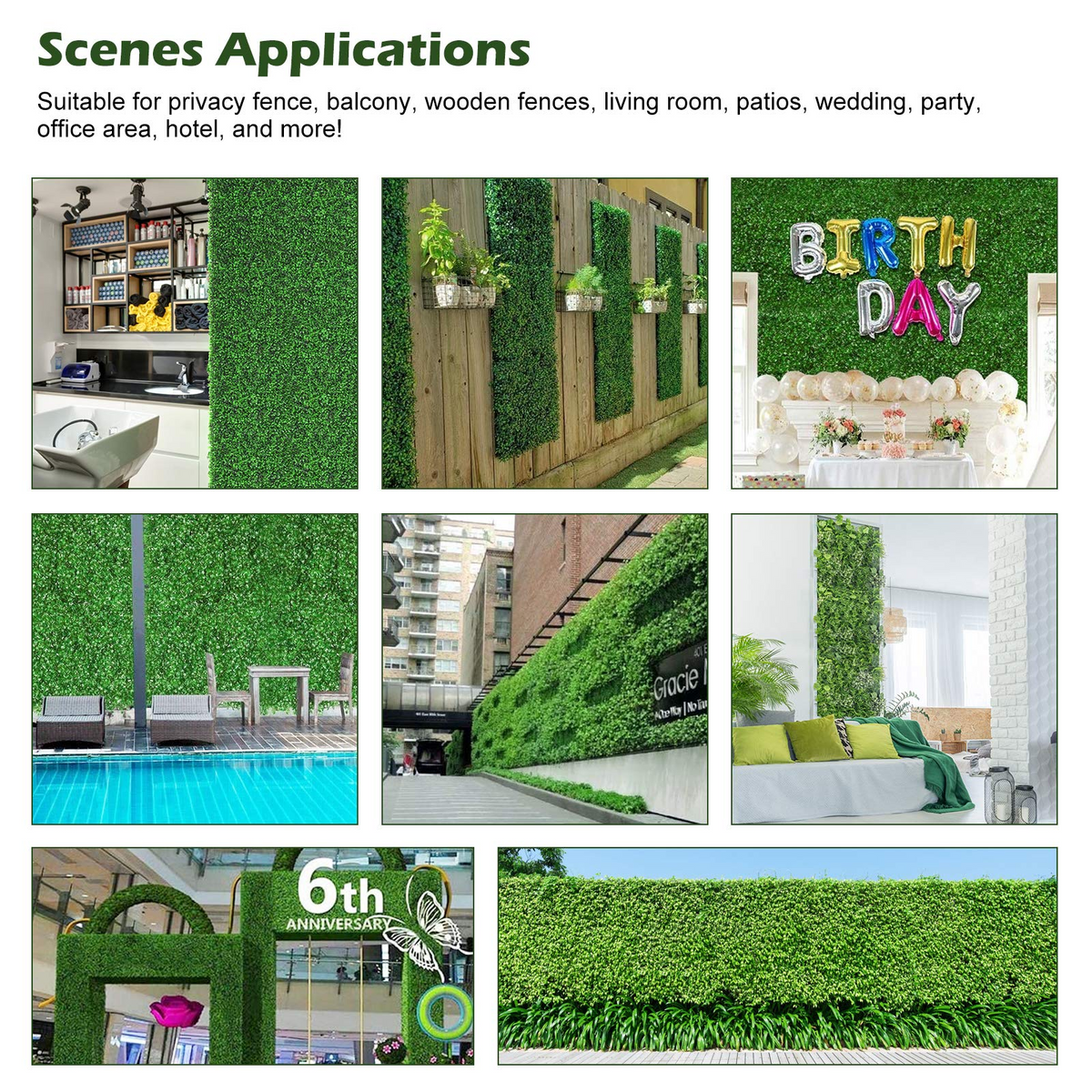 Lucktree 12PCS 20x20inch Artificial Boxwood Panels Garden Privacy Fence Screen